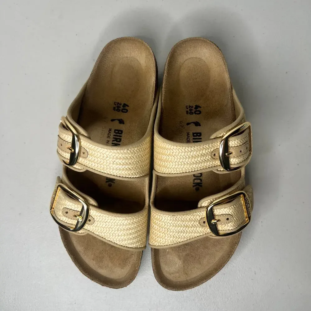 Birkenstock Arizona Raffia Big Buckle Size 40
